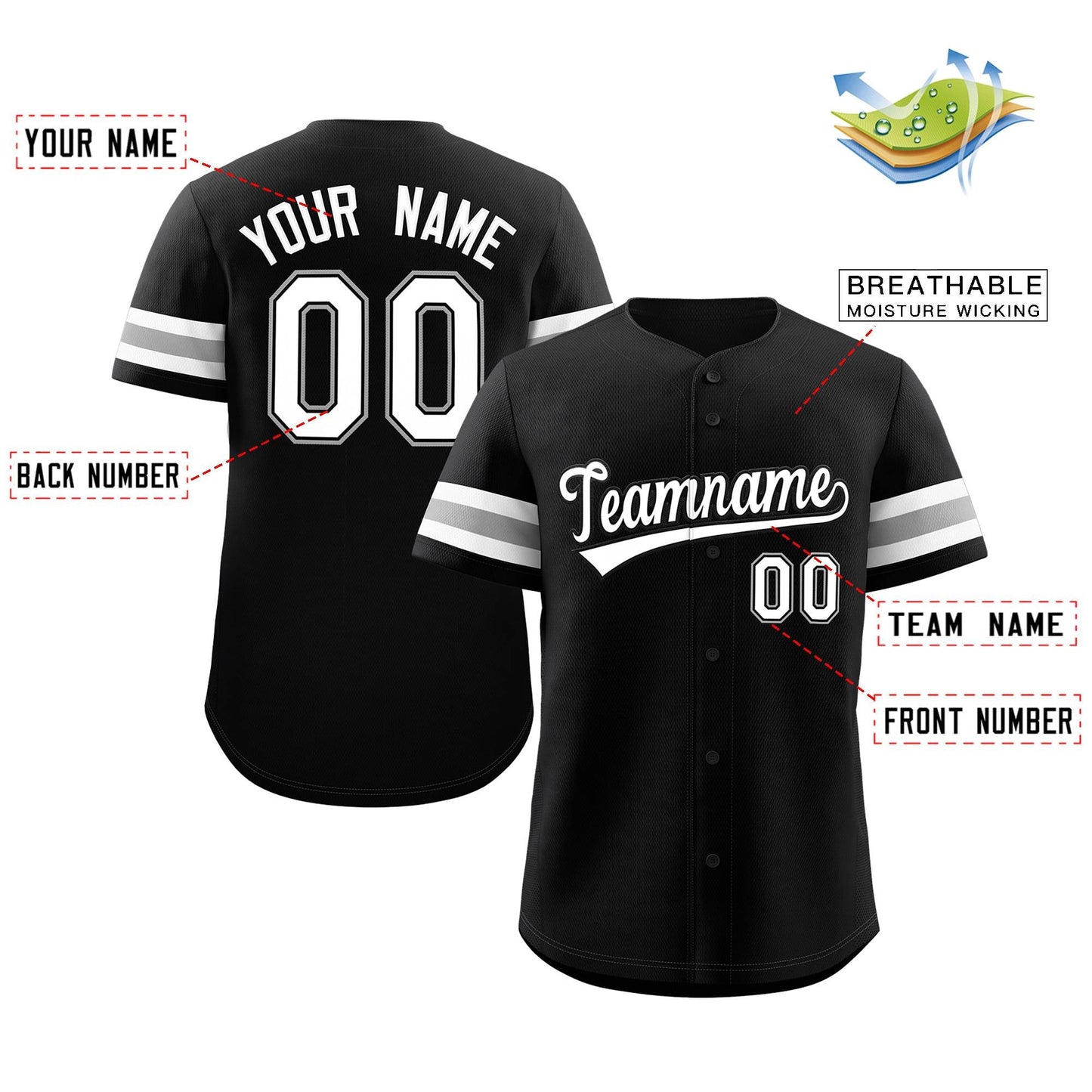 Custom Black White-Black Classic Style Authentic Baseball Jersey Limited