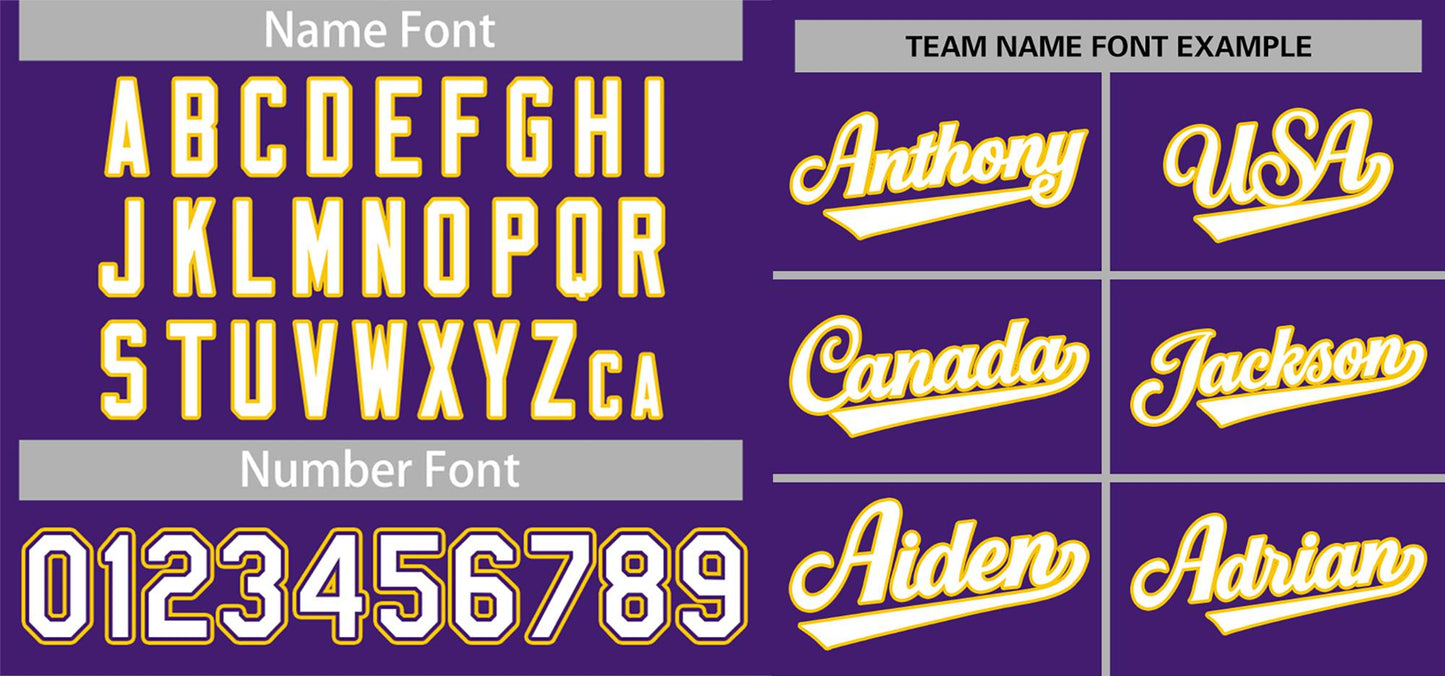 Custom Purple White-Yellow Classic Style Authentic Baseball Jersey Limited