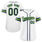 Custom White Navy-Green Classic Style Authentic Baseball Jersey