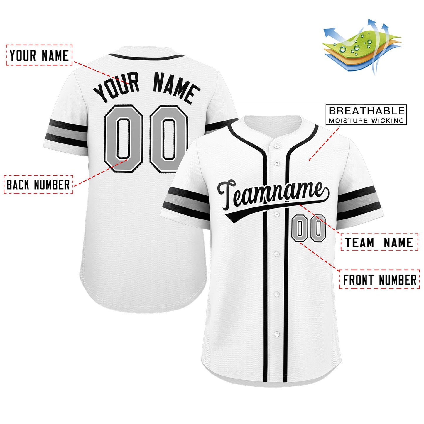 Custom White Black-Gray Classic Style Authentic Baseball Jersey Limited