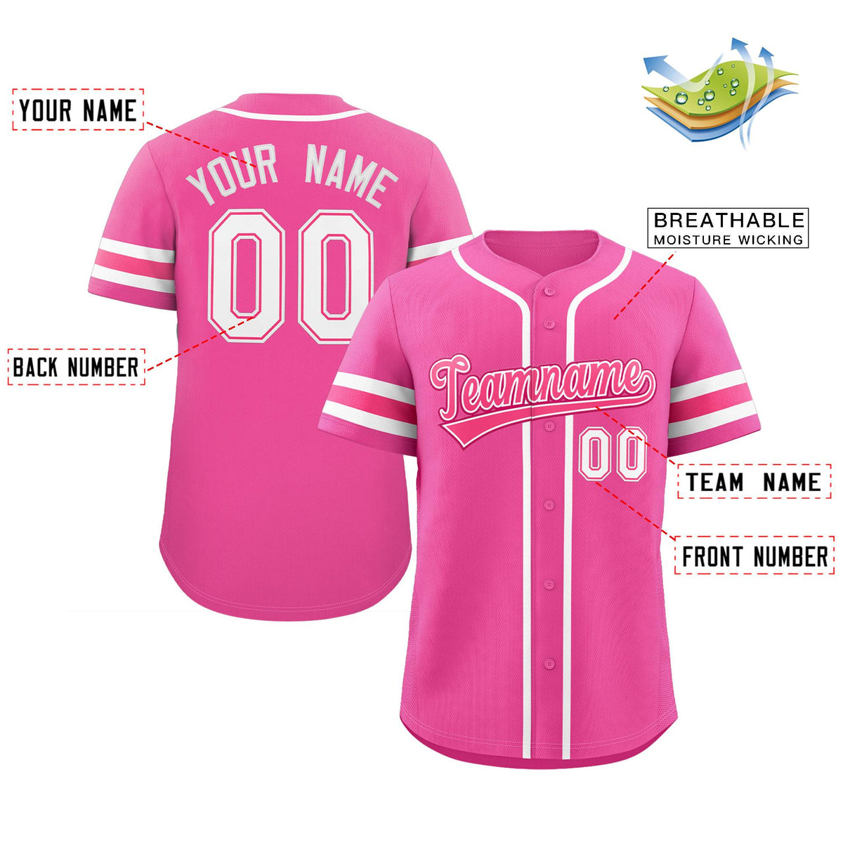 Custom Pink White Classic Style Authentic Baseball Jersey Limited