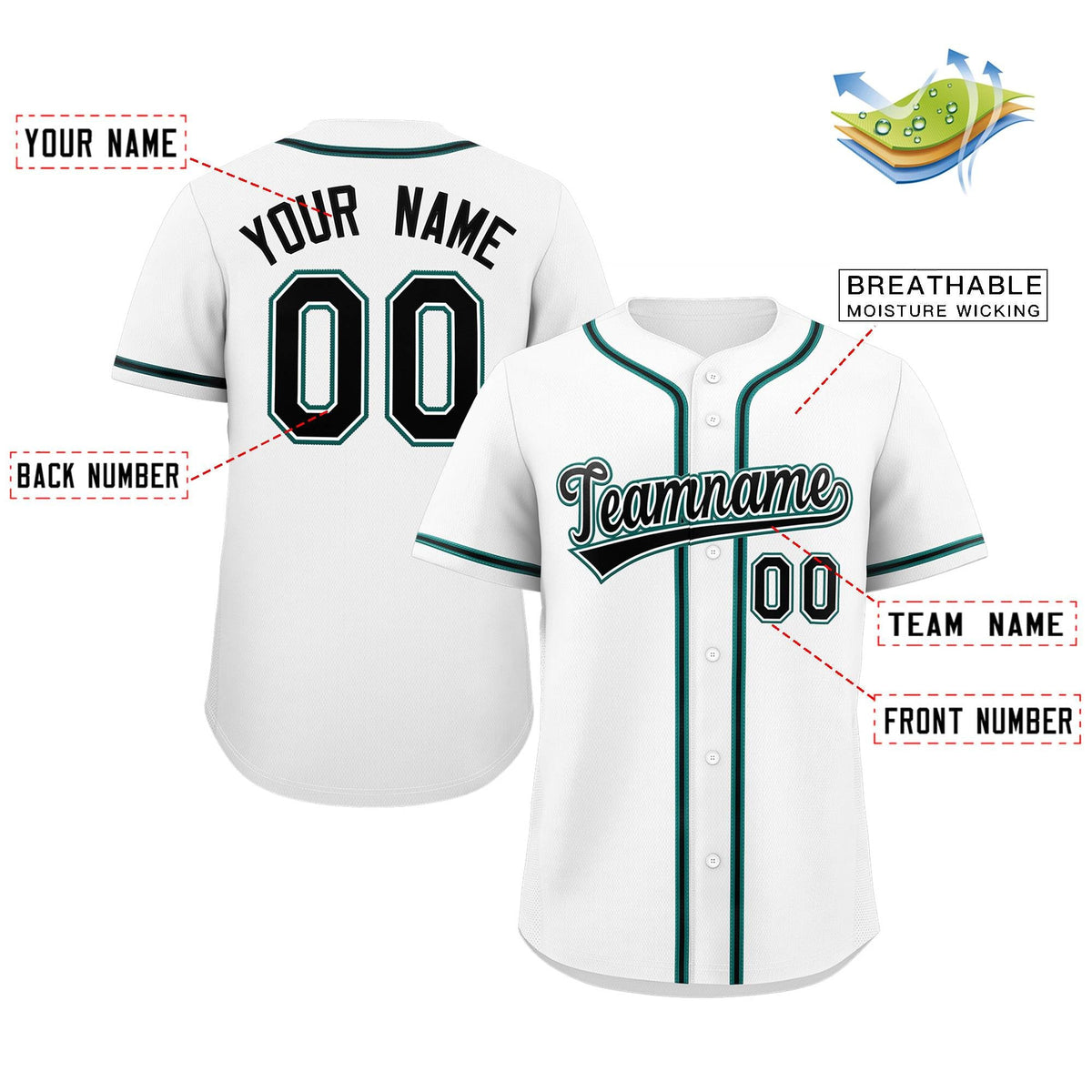 Custom White Black-Green Classic Style Authentic Baseball Jersey Limited