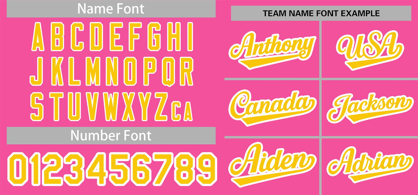 Custom Pink Yellow-White Classic Style Authentic Baseball Jersey Limited