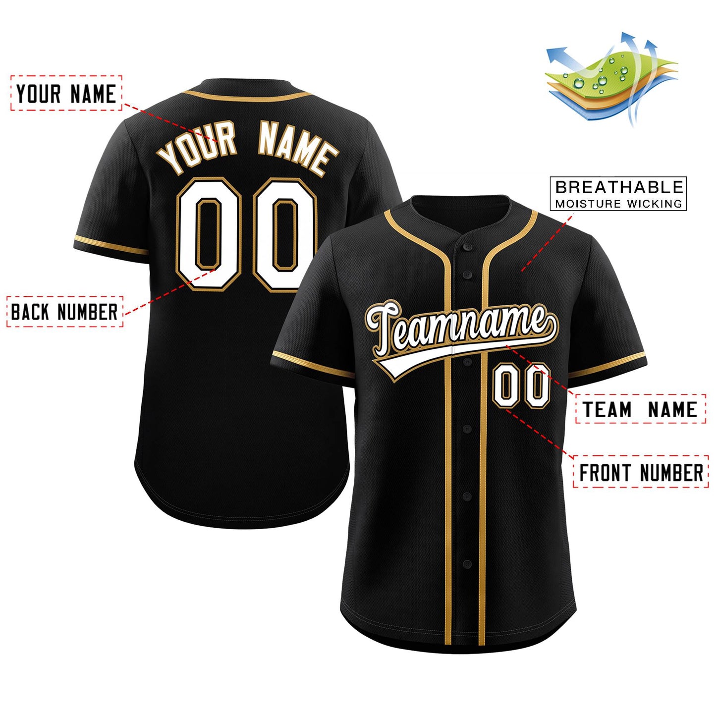 Custom Black White-Gold Classic Style Authentic Baseball Jersey Limited