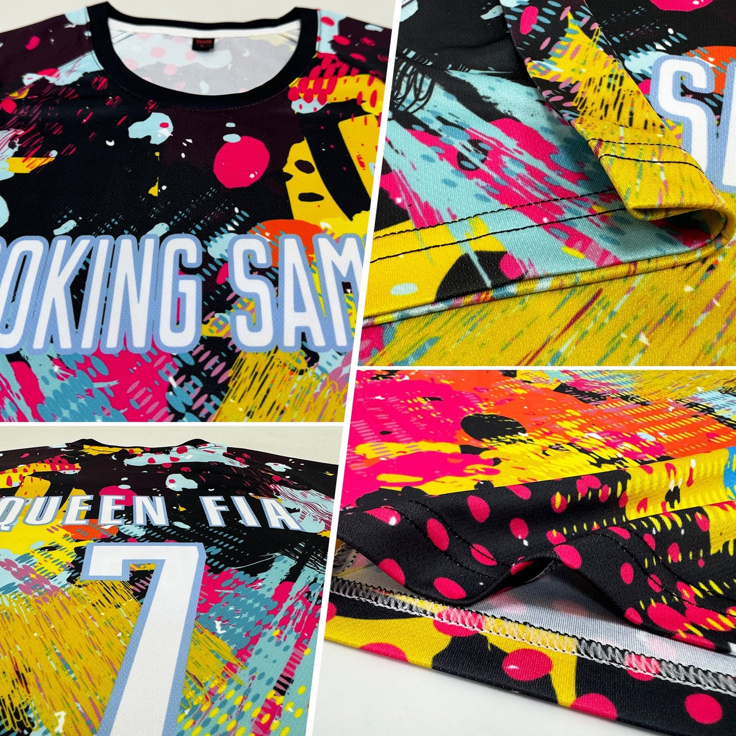 Custom Graffiti Pattern White-Light Blue Sublimation Soccer Uniform Jersey Limited