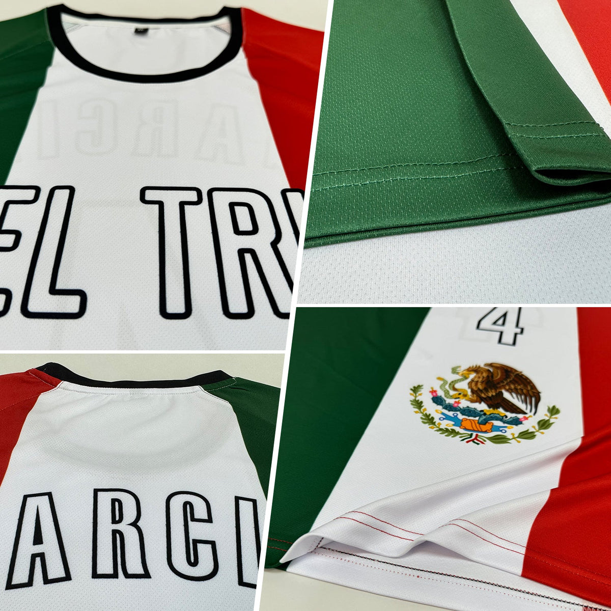 Custom Kelly Green White Red-Black Sublimation Mexican Flag Soccer Uniform Jersey Limited