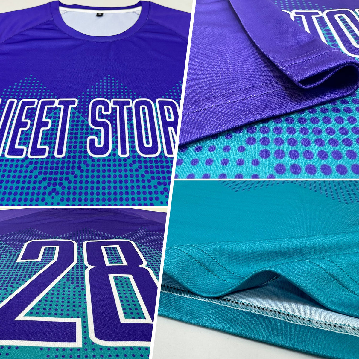 Custom Teal Purple-White Sublimation Soccer Uniform Jersey Limited