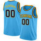 Custom Sky Blue Navy-Gold Authentic Basketball Jersey