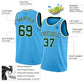 Custom Sky Blue Green-White Authentic Basketball Jersey Limited