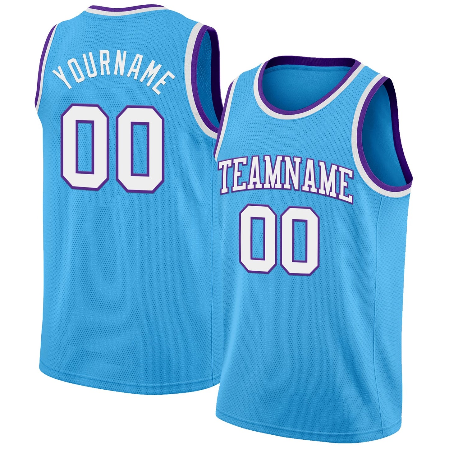 Custom Sky Blue White-Purple Authentic Basketball Jersey