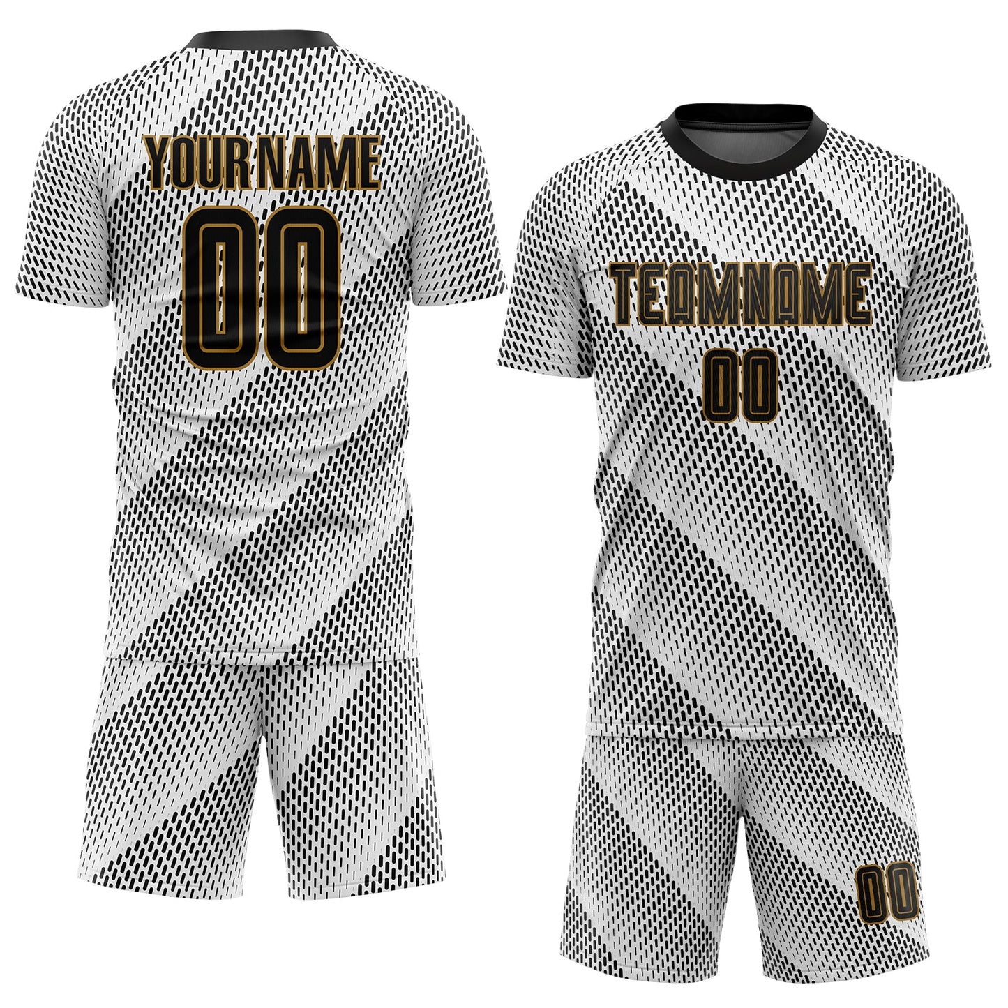 Custom White Black-Old Gold Sublimation Soccer Uniform Jersey Limited