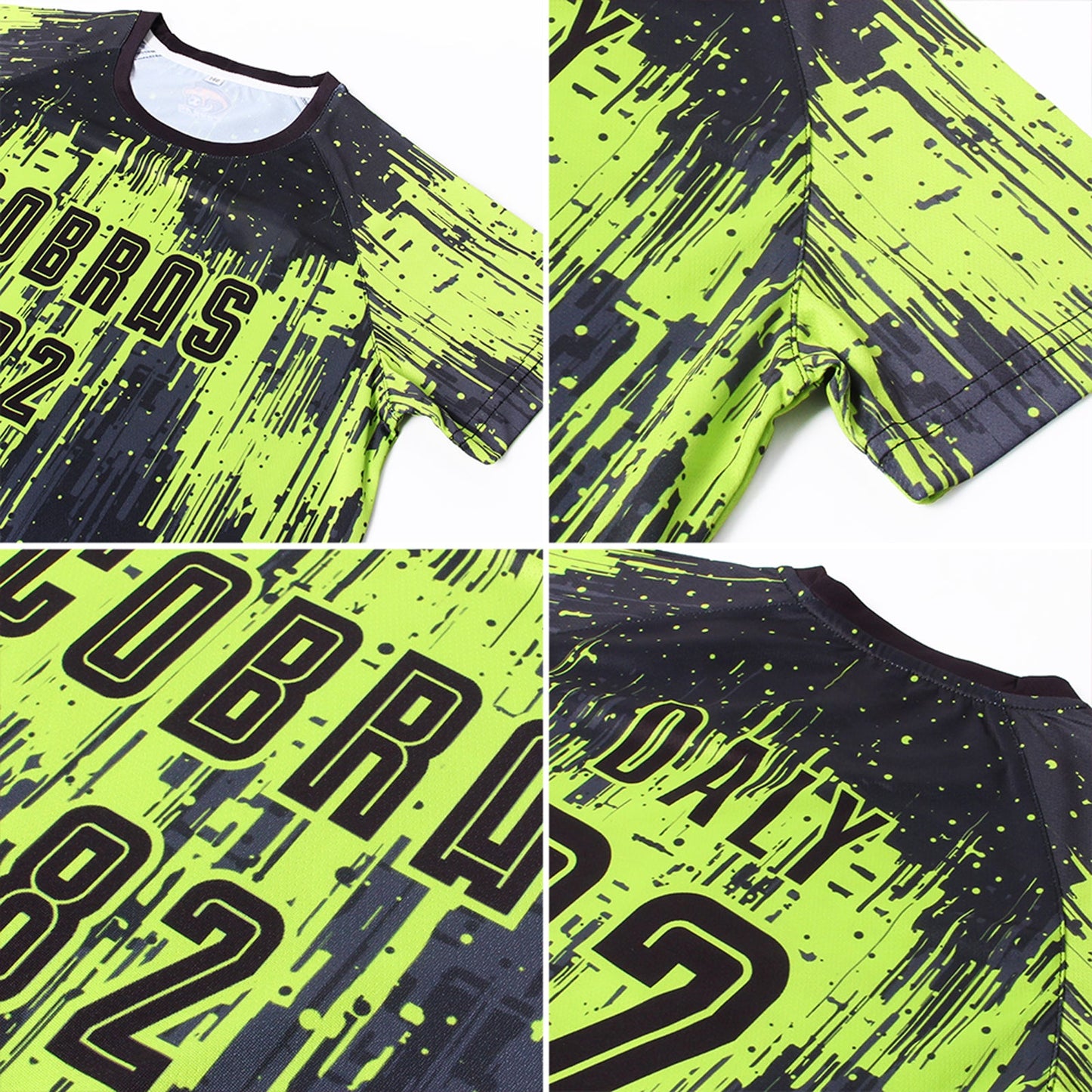 Custom Neon Green Black Sublimation Soccer Uniform Jersey Limited