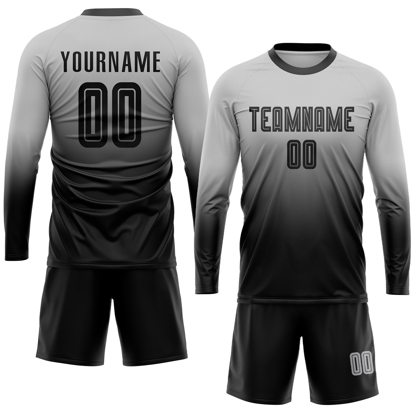 Custom Gray Black Sublimation Fade Fashion Soccer Uniform Jersey Limited