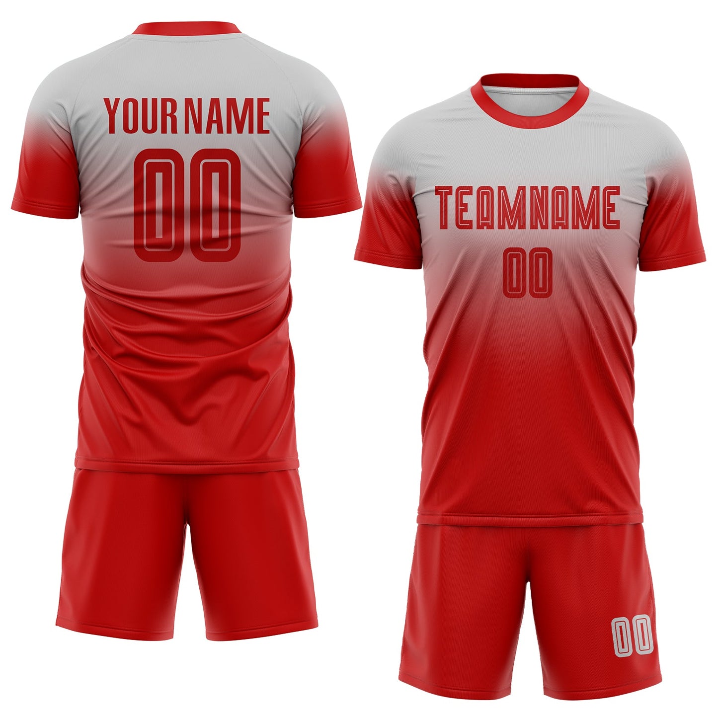 Custom Gray Red Sublimation Fade Fashion Soccer Uniform Jersey Limited