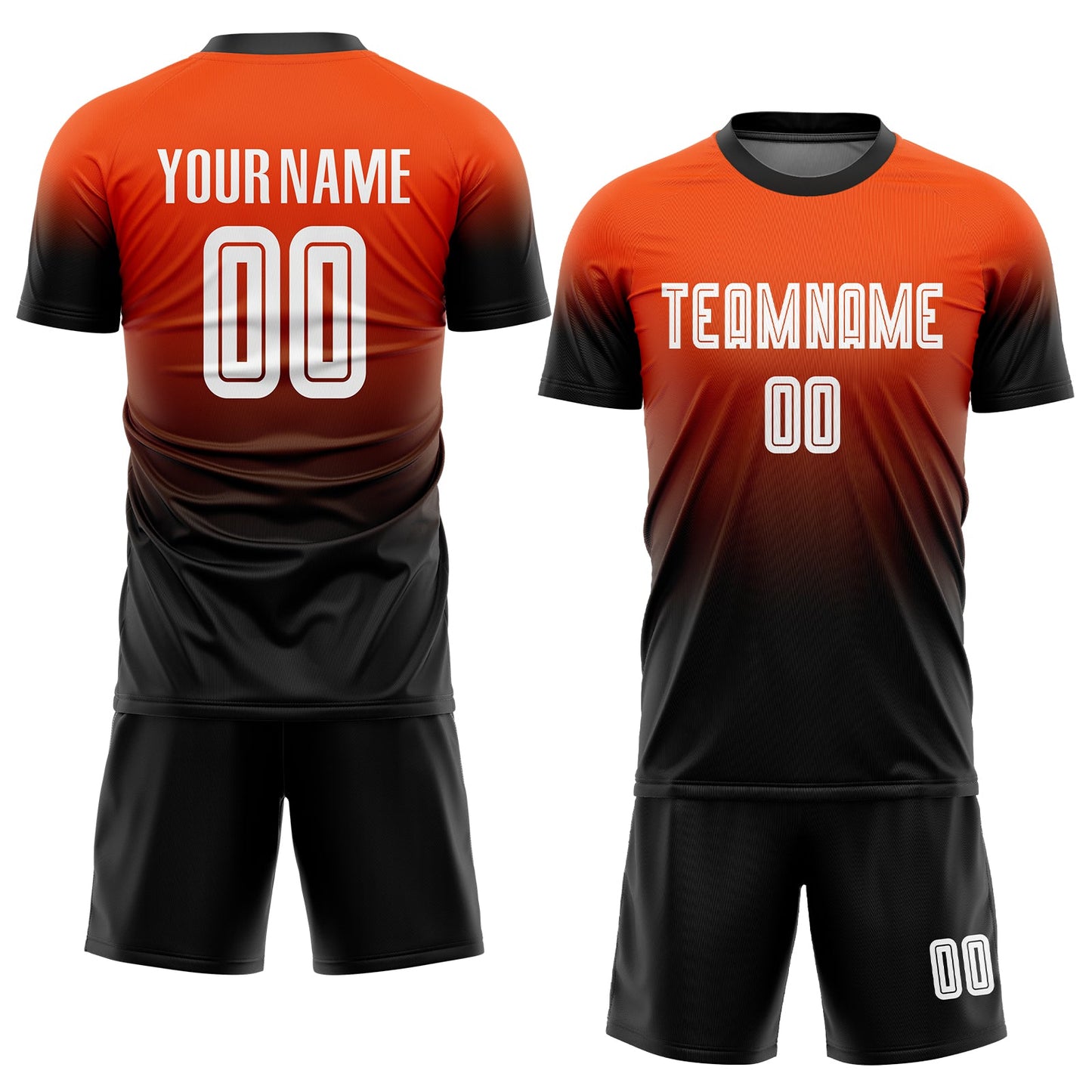 Custom Orange White-Black Sublimation Fade Fashion Soccer Uniform Jersey Limited