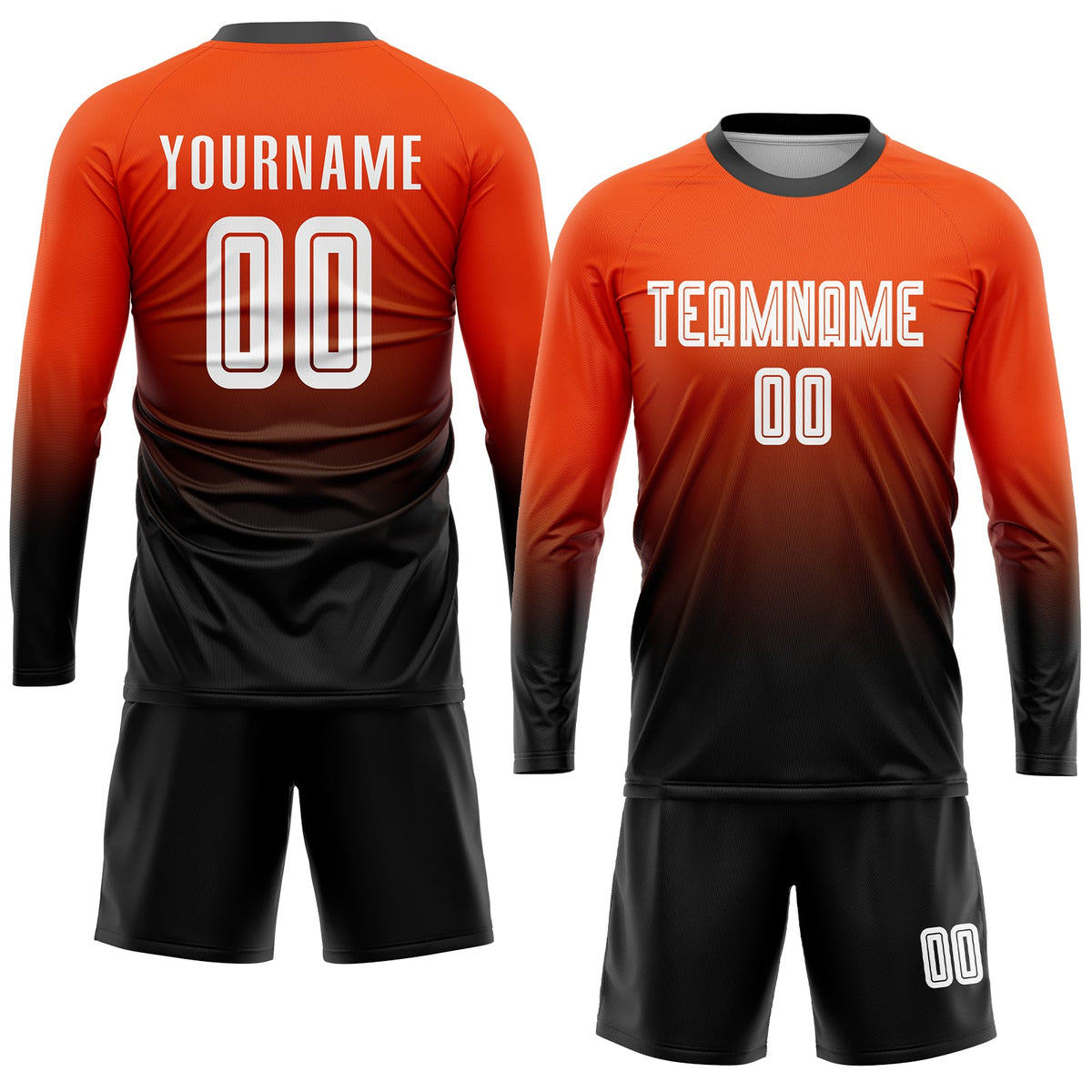 Custom Orange White-Black Sublimation Fade Fashion Soccer Uniform Jersey Limited
