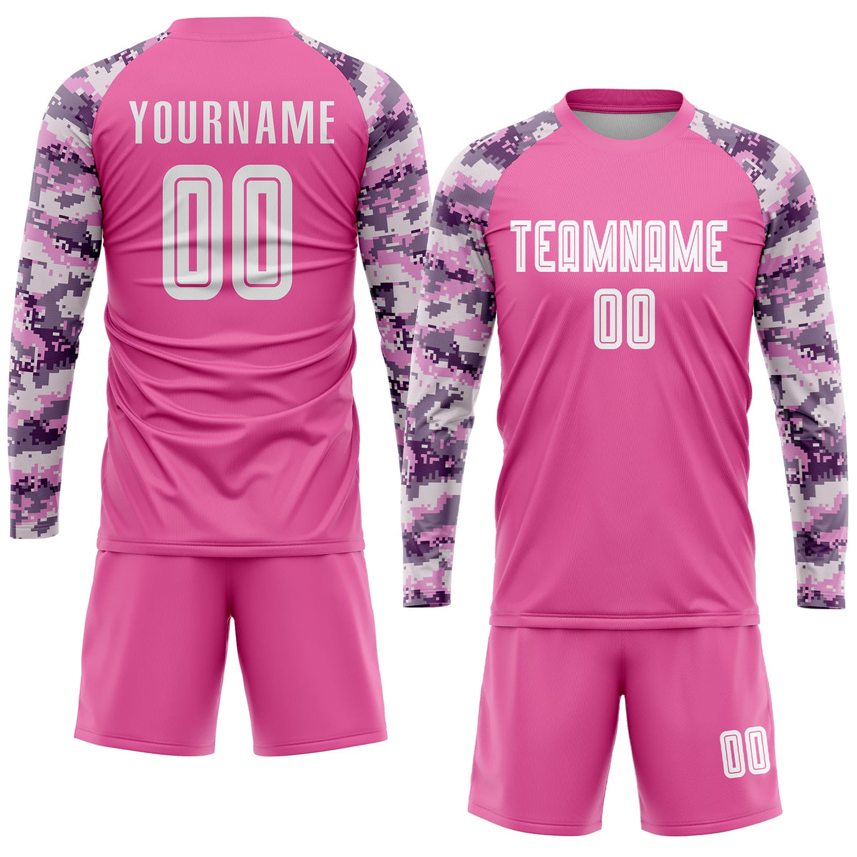 Custom Pink White-Camo Sublimation Soccer Uniform Jersey Limited