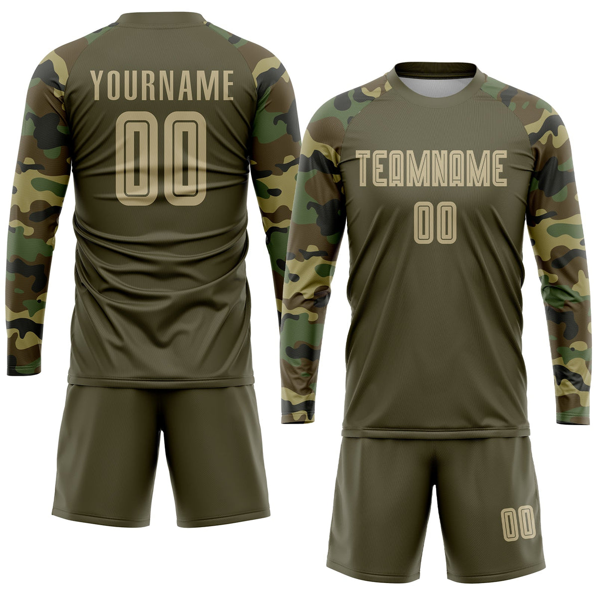 Custom Olive Vegas Gold-Camo Sublimation Salute To Service Soccer Uniform Jersey Limited