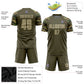Custom Olive Vegas Gold-Camo Sublimation Salute To Service Soccer Uniform Jersey Limited