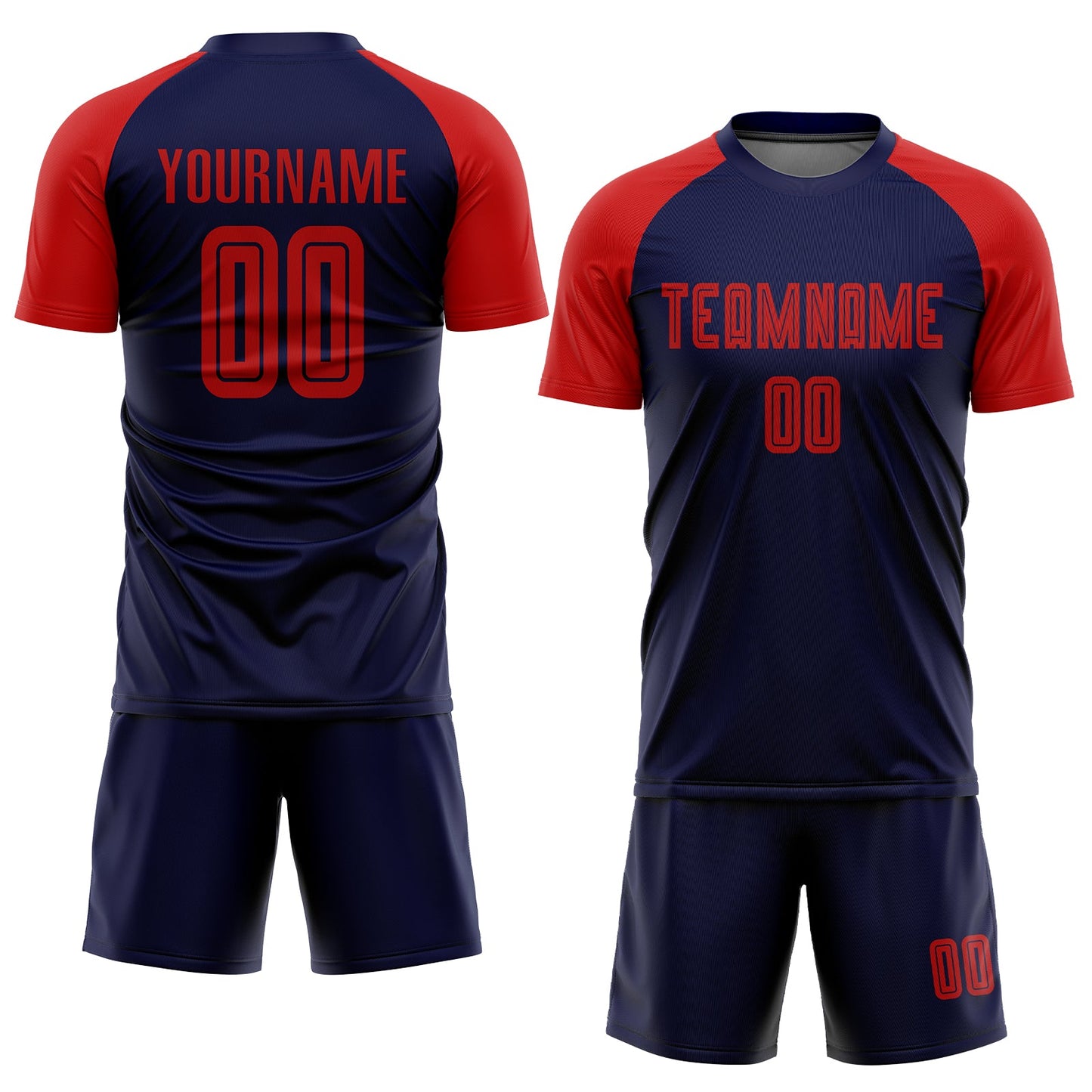 Custom Navy Red Sublimation Soccer Uniform Jersey Limited
