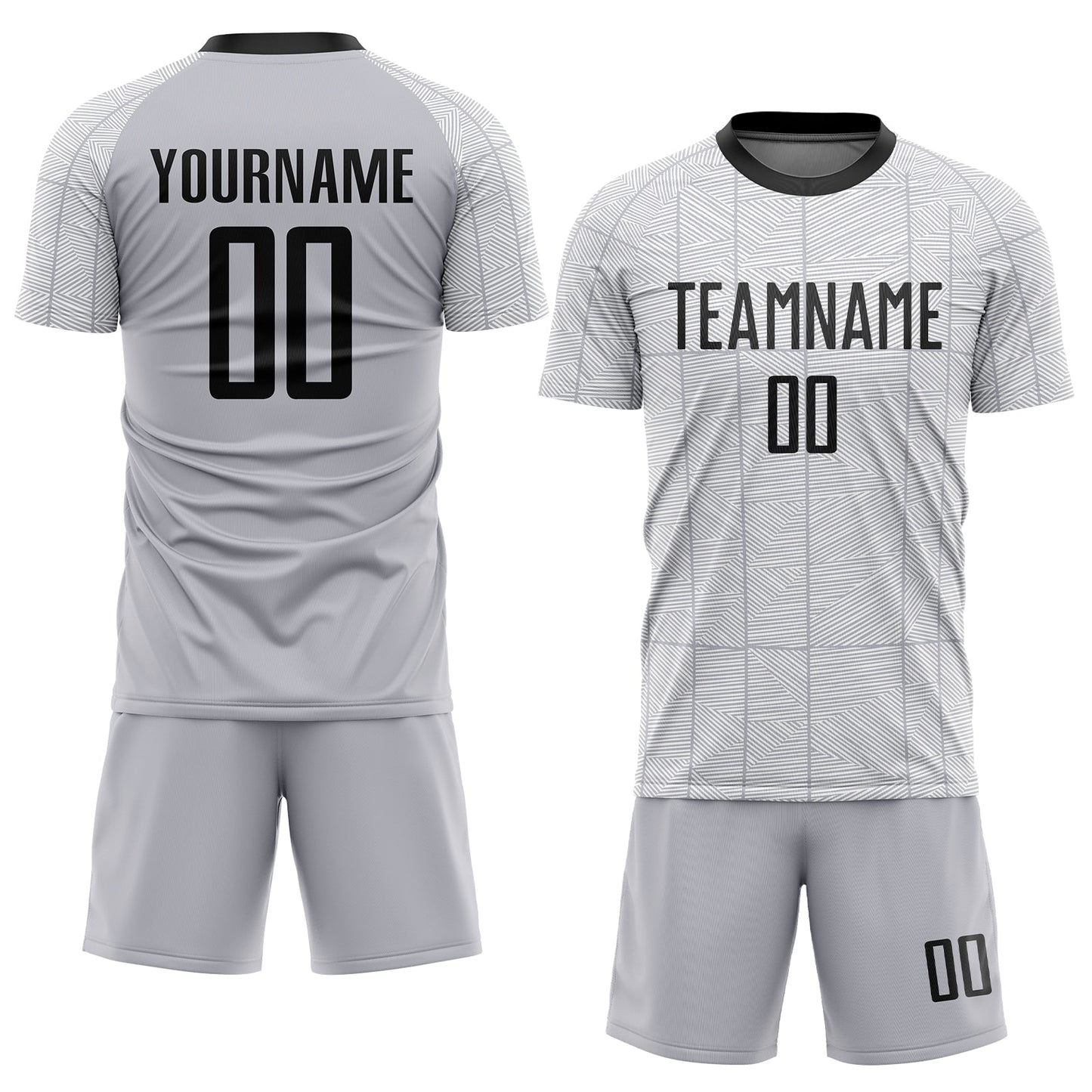 Custom Gray Black-White Sublimation Soccer Uniform Jersey Limited
