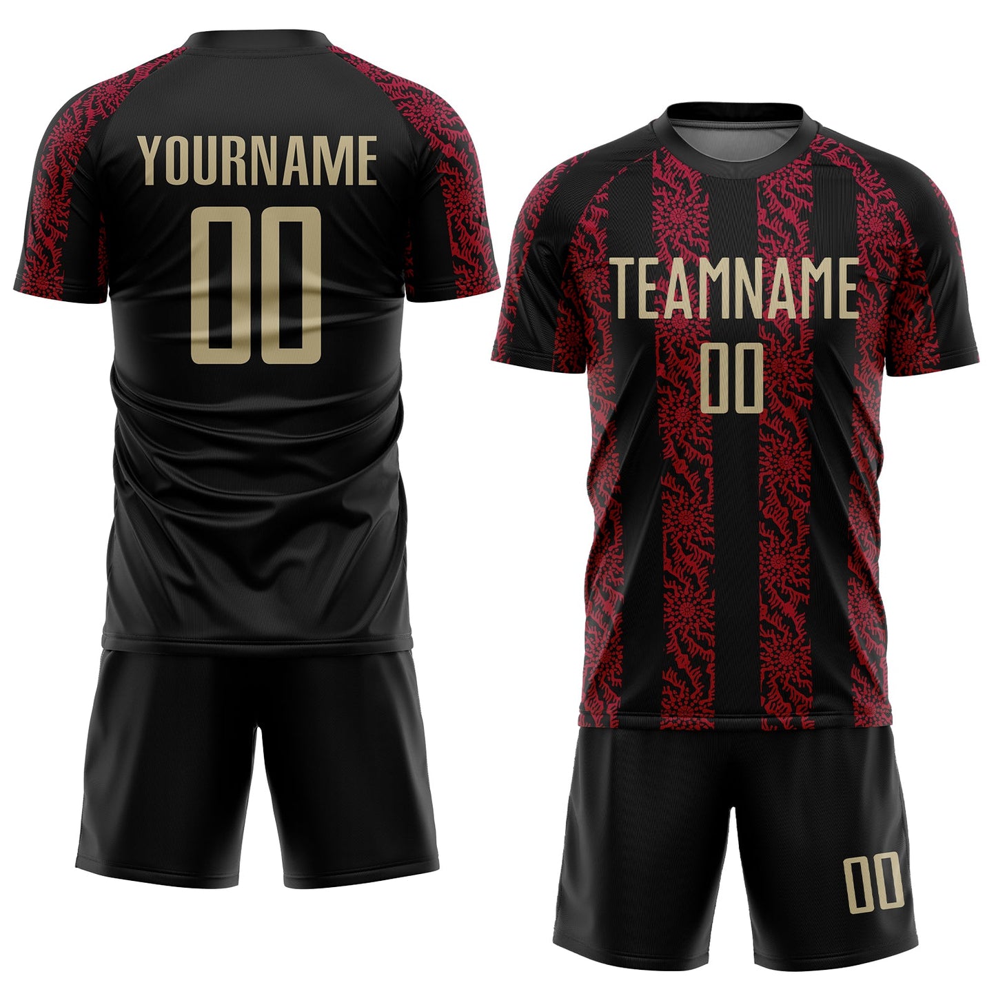 Custom Black Vegas Gold-Red Sublimation Soccer Uniform Jersey Limited