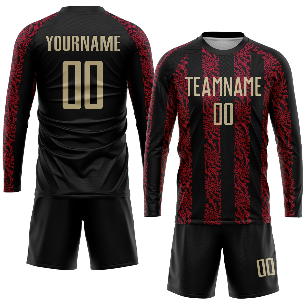 Custom Black Vegas Gold-Red Sublimation Soccer Uniform Jersey Limited