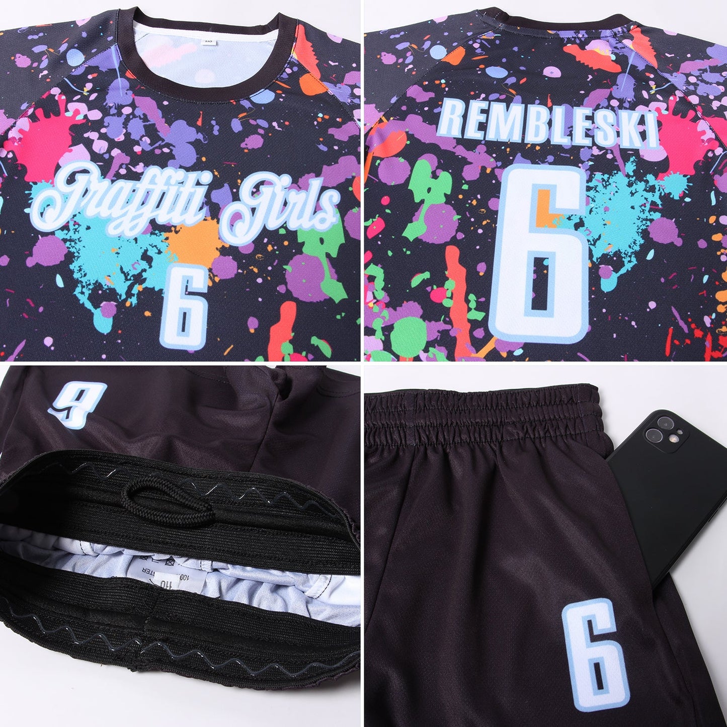 Custom Graffiti Pattern White-Light Blue Sublimation Soccer Uniform Jersey Limited