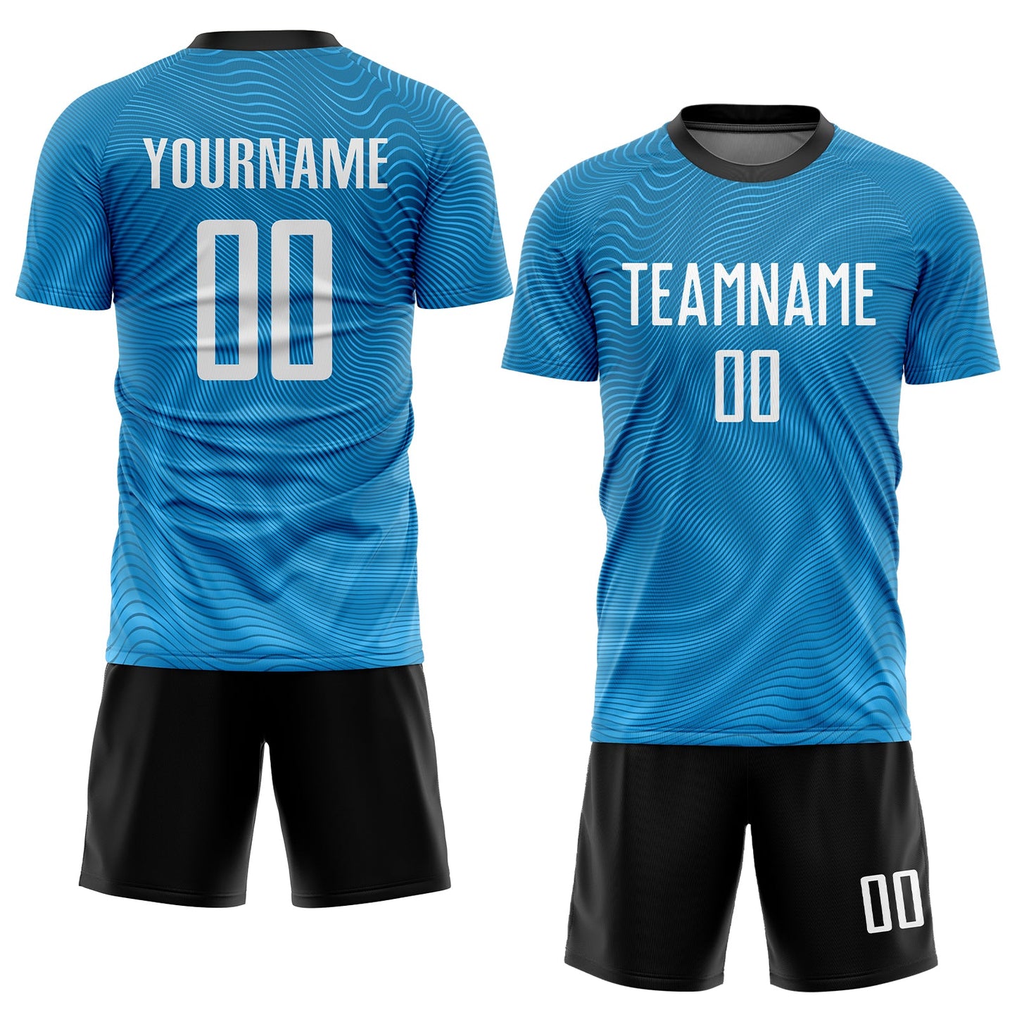 Custom Light Blue White-Black Sublimation Soccer Uniform Jersey Limited
