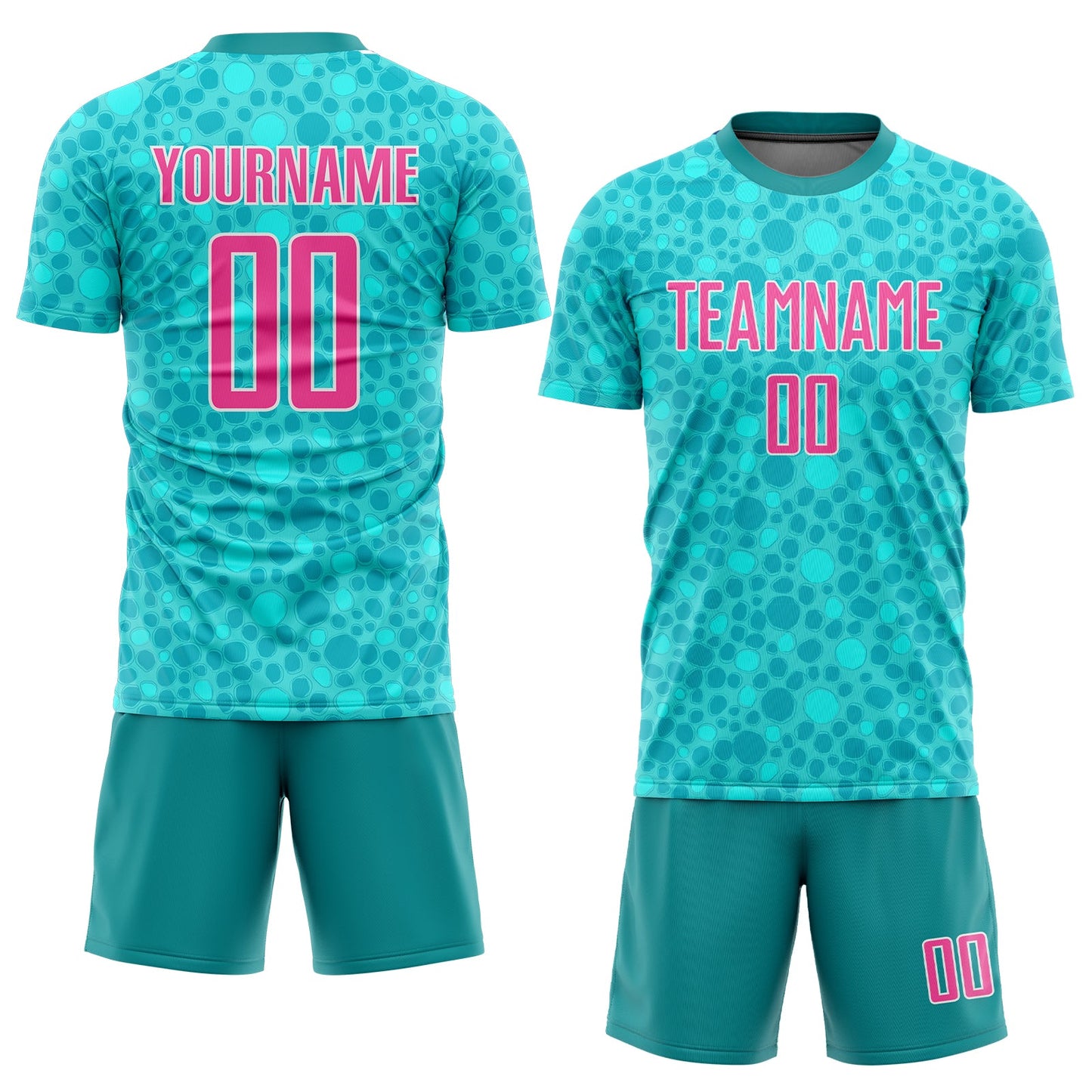 Custom Aqua Pink-White Sublimation Soccer Uniform Jersey Limited