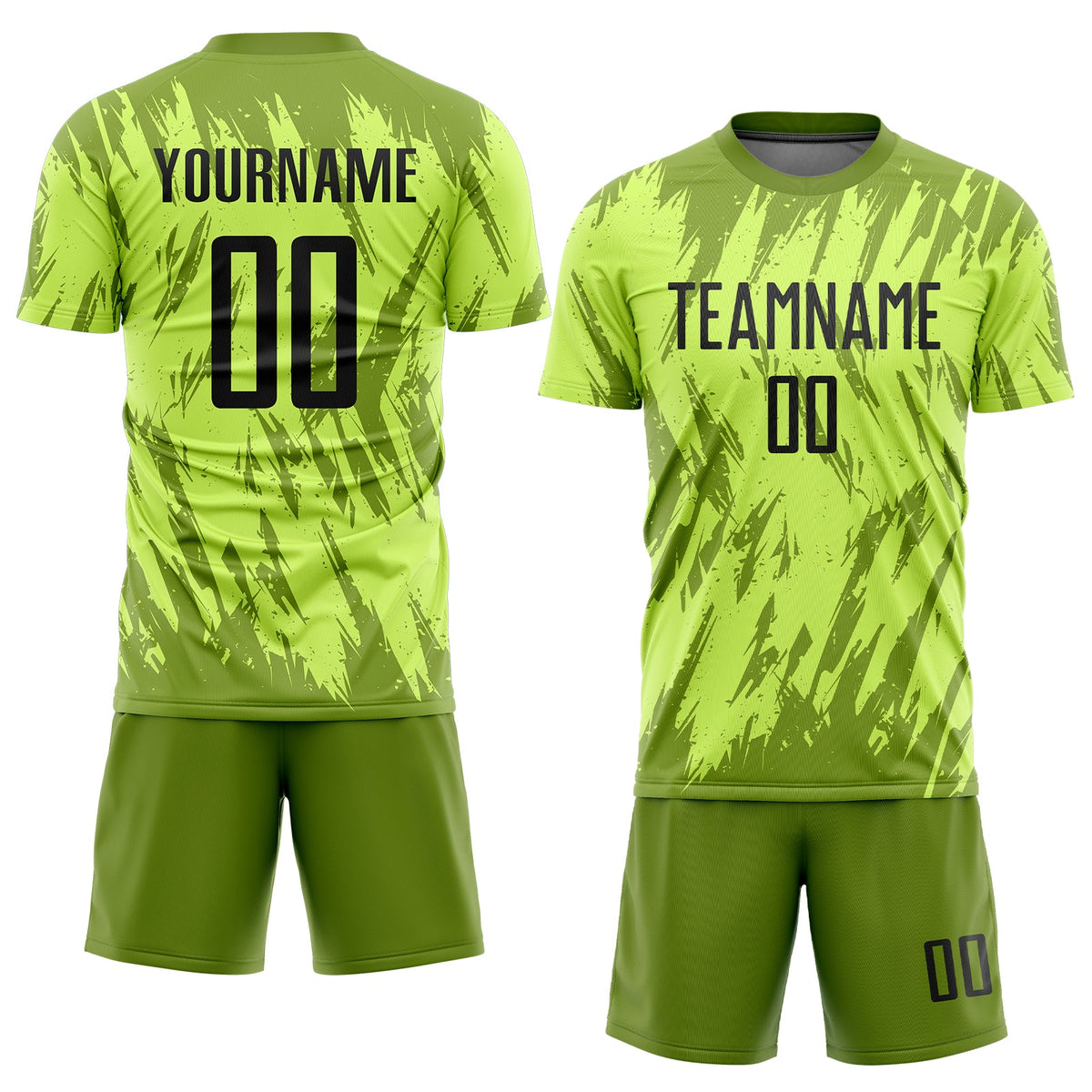 Custom Neon Green Black-Olive Sublimation Soccer Uniform Jersey Limited