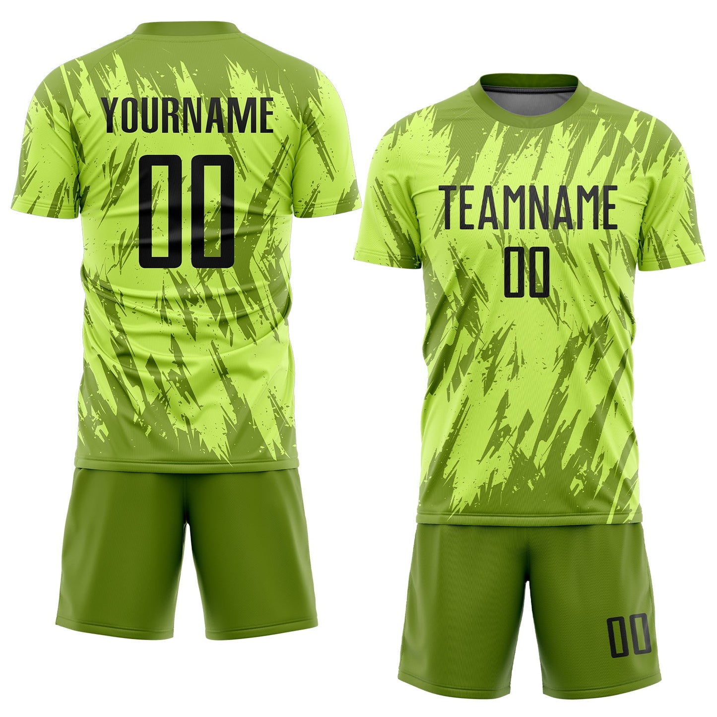 Custom Neon Green Black-Olive Sublimation Soccer Uniform Jersey Limited