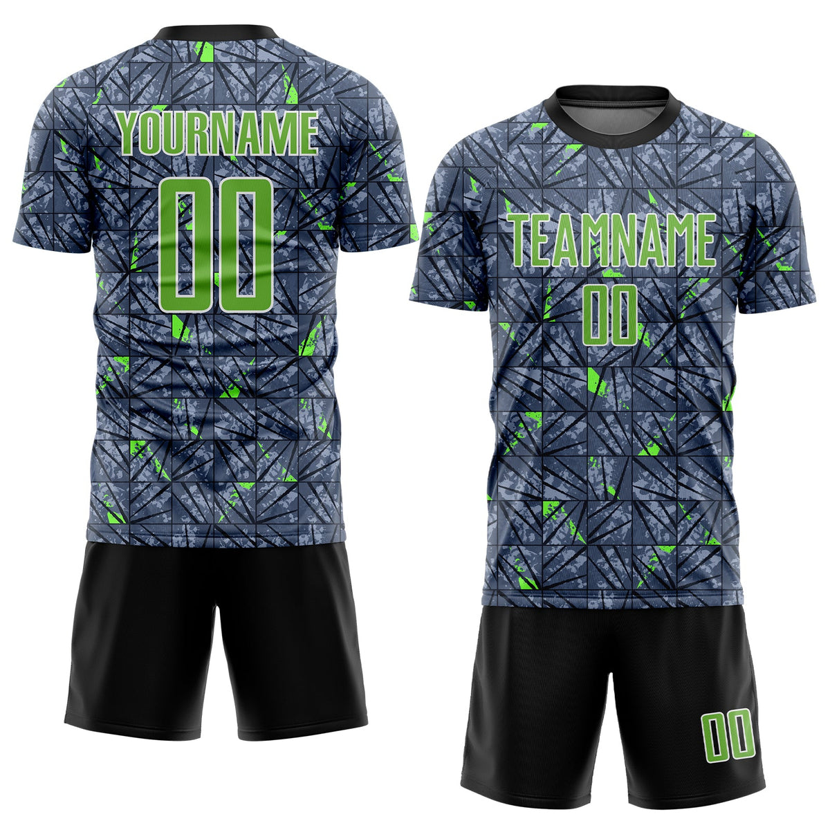 Custom Gray Neon Green-Black Sublimation Soccer Uniform Jersey Limited