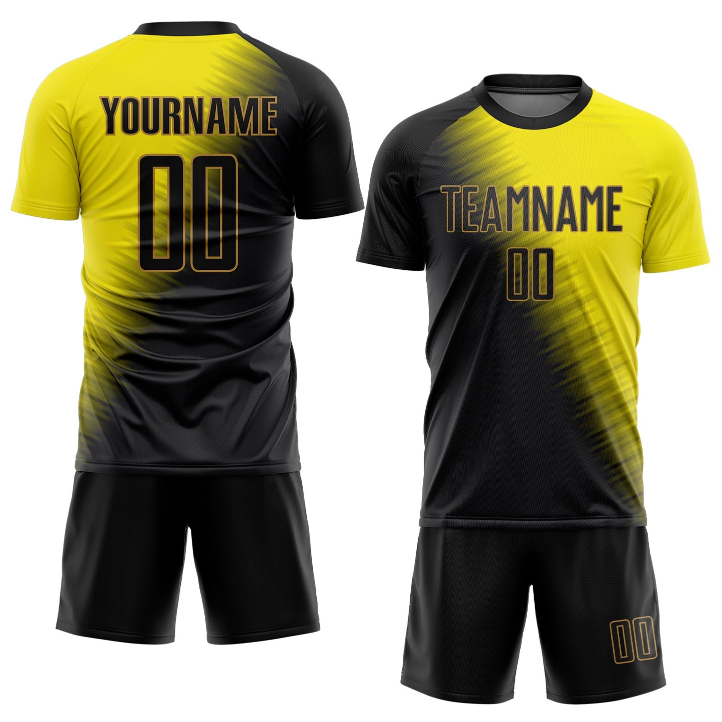 Custom Gold Black-Old Gold Sublimation Soccer Uniform Jersey Limited