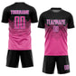 Custom Pink Black-LIght Blue Gradient Square Shape Sublimation Soccer Uniform Jersey Limited