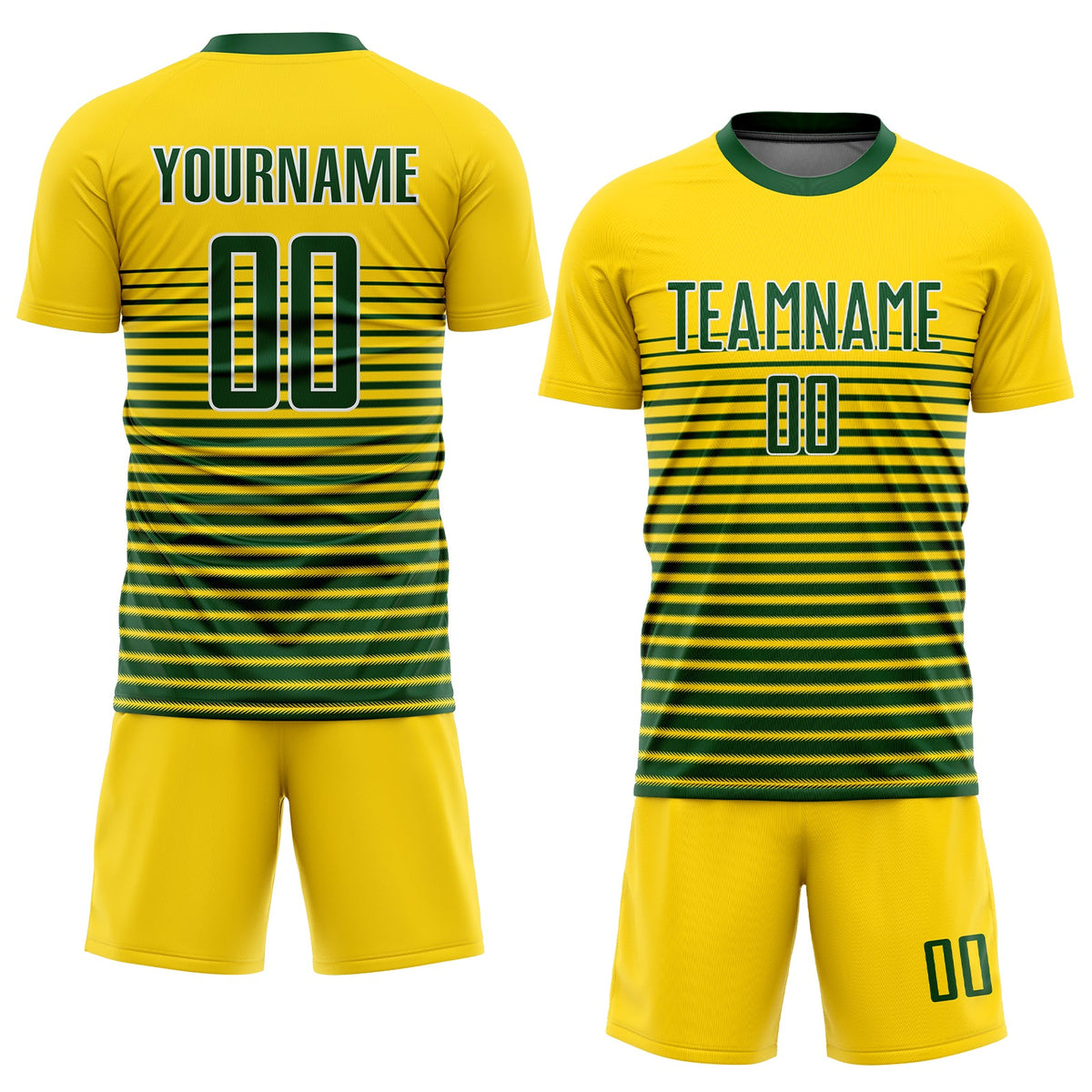 Custom Gold Green-White Sublimation Soccer Uniform Jersey Limited