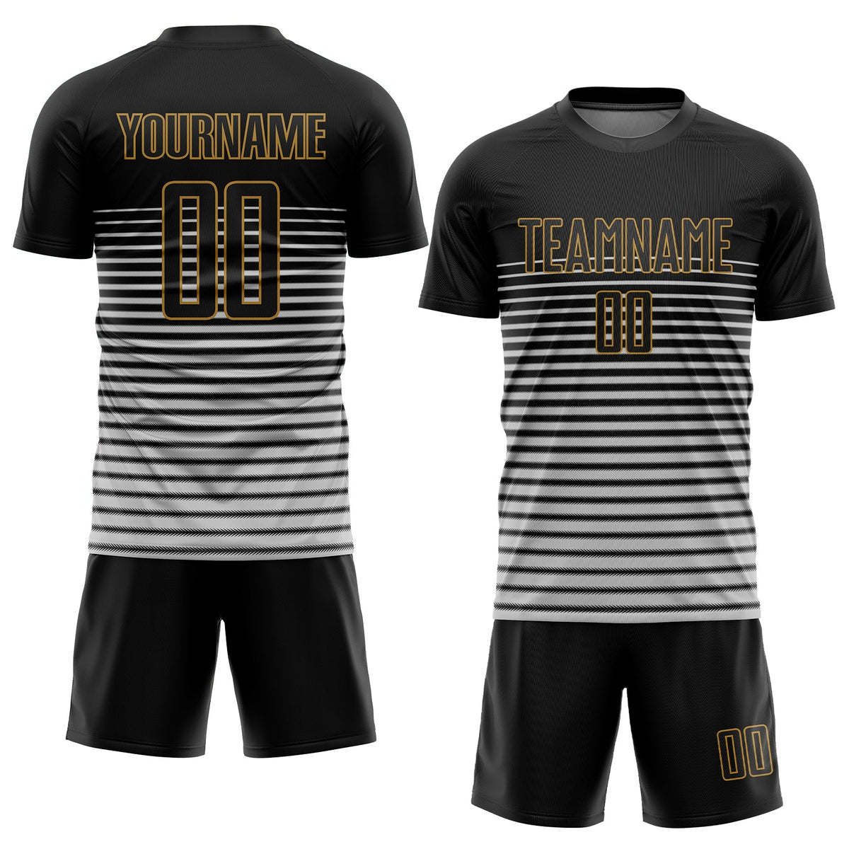 Custom Black Black-Old Gold Sublimation Soccer Uniform Jersey Limited
