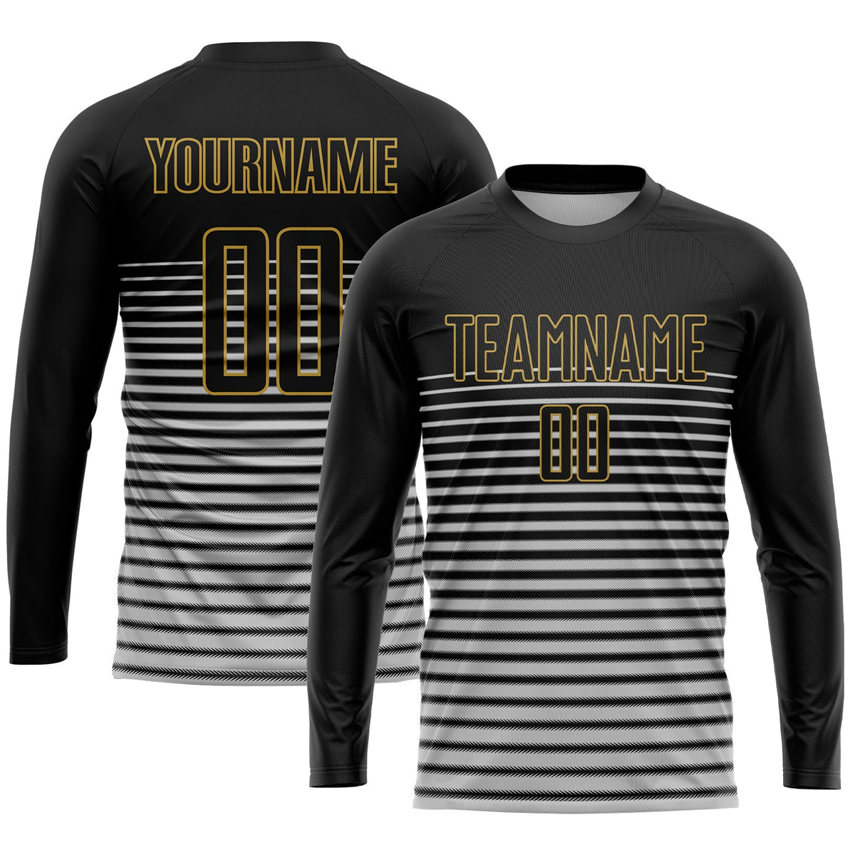 Custom Black Black-Old Gold Sublimation Soccer Uniform Jersey Limited