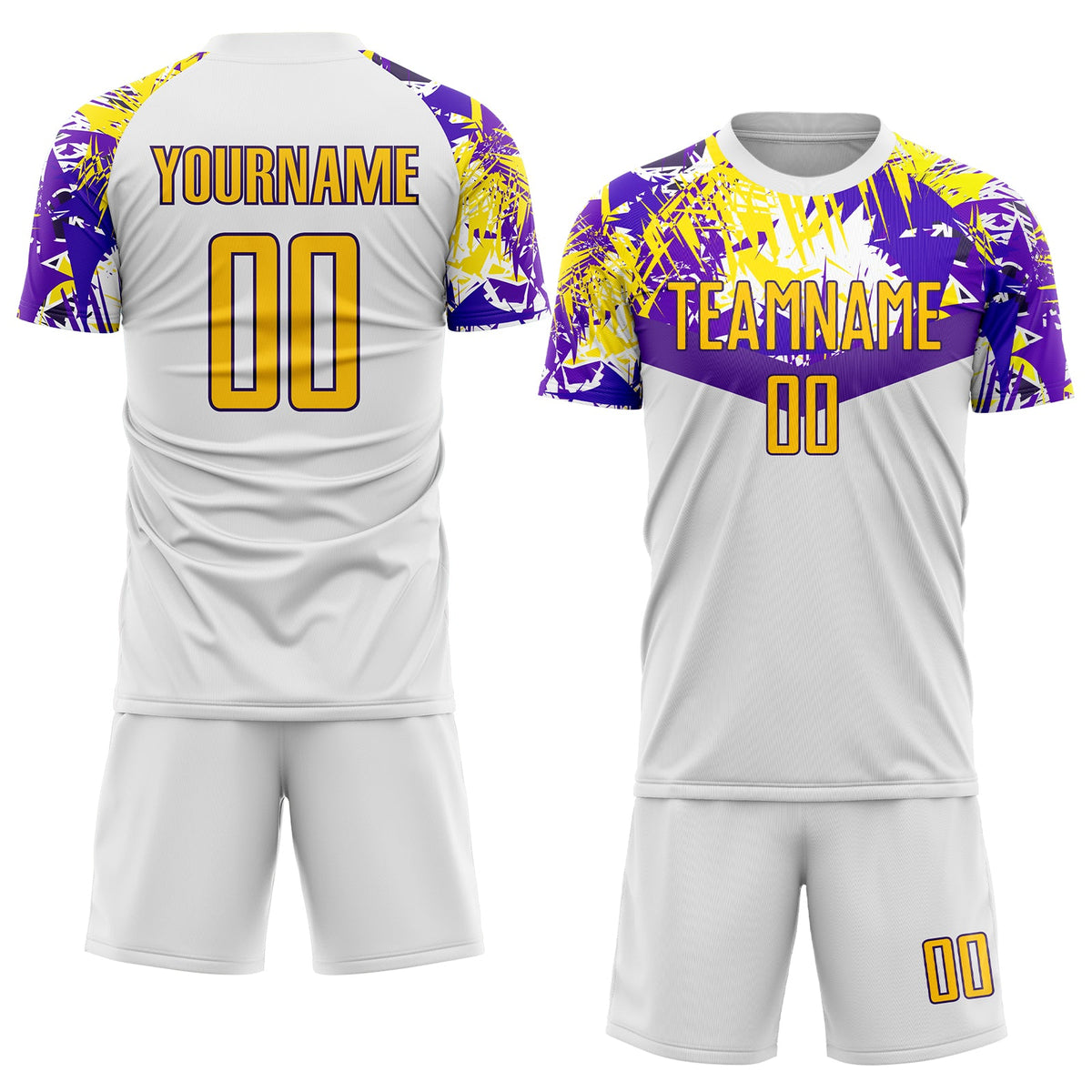 Custom White Gold-Purple Sublimation Soccer Uniform Jersey Limited