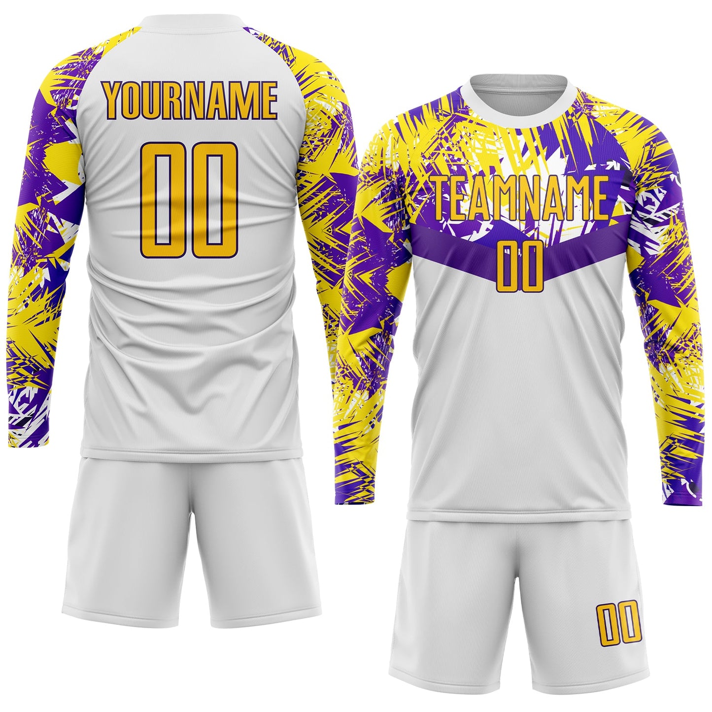 Custom White Gold-Purple Sublimation Soccer Uniform Jersey Limited
