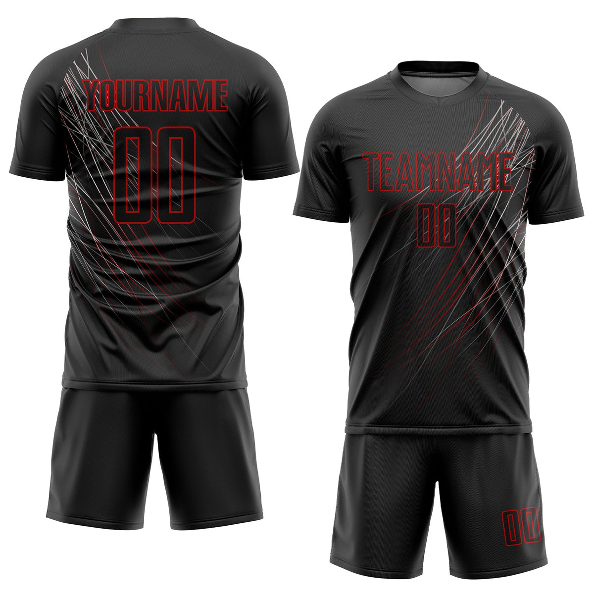 Custom Black Black-Red Sublimation Soccer Uniform Jersey Limited