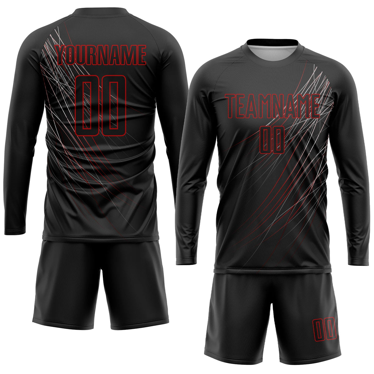 Custom Black Black-Red Sublimation Soccer Uniform Jersey Limited
