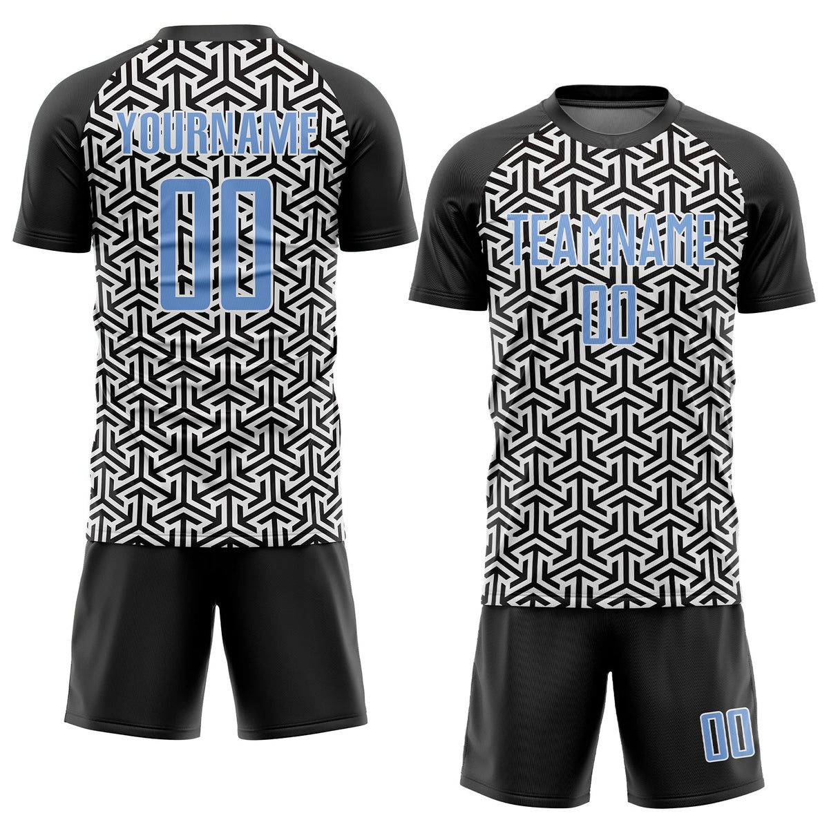 Custom Black Light Blue-White Sublimation Soccer Uniform Jersey Limited