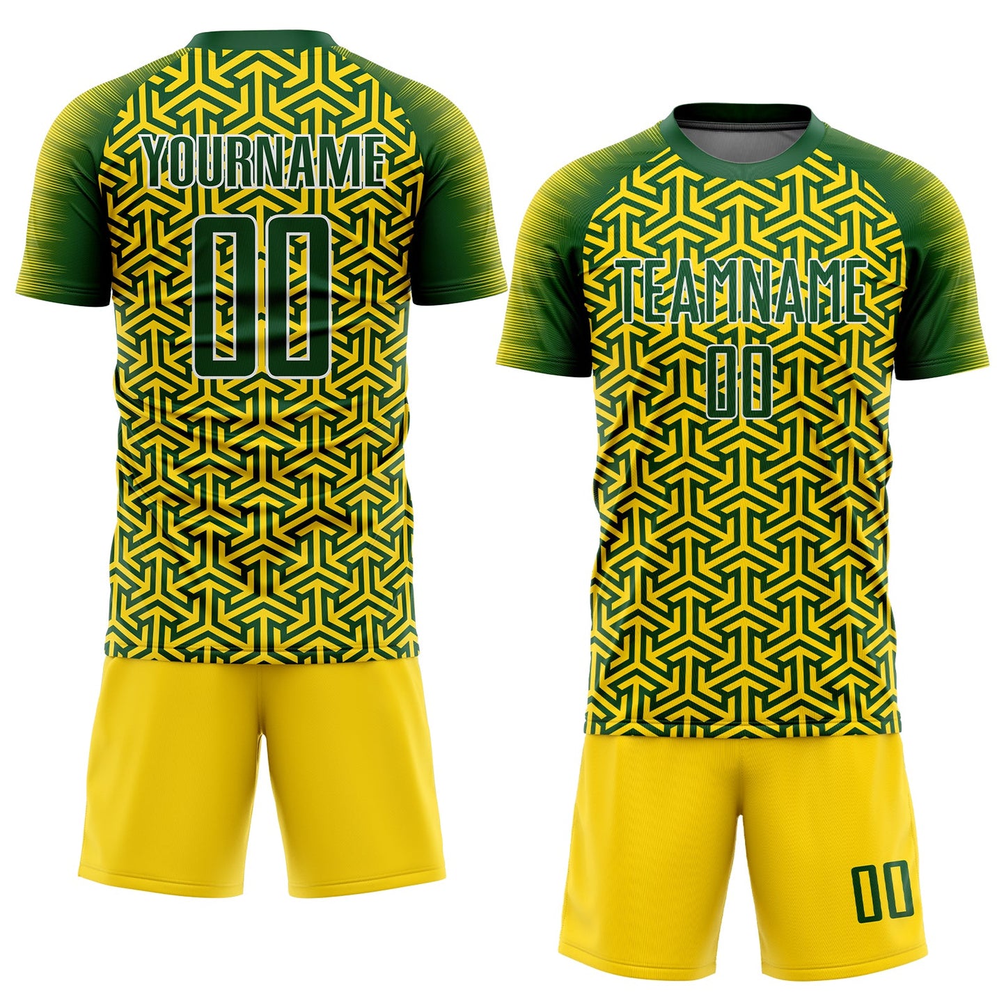 Custom Gold Green-White Sublimation Soccer Uniform Jersey Limited