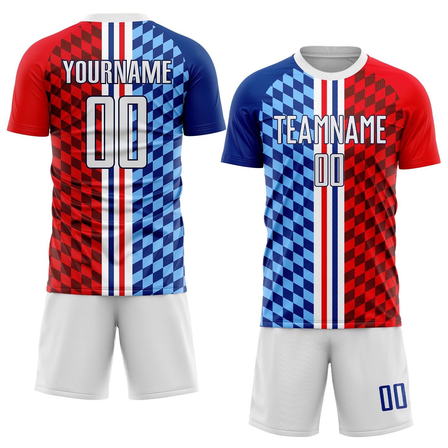Custom Figure White-Royal Sublimation Soccer Uniform Jersey Limited