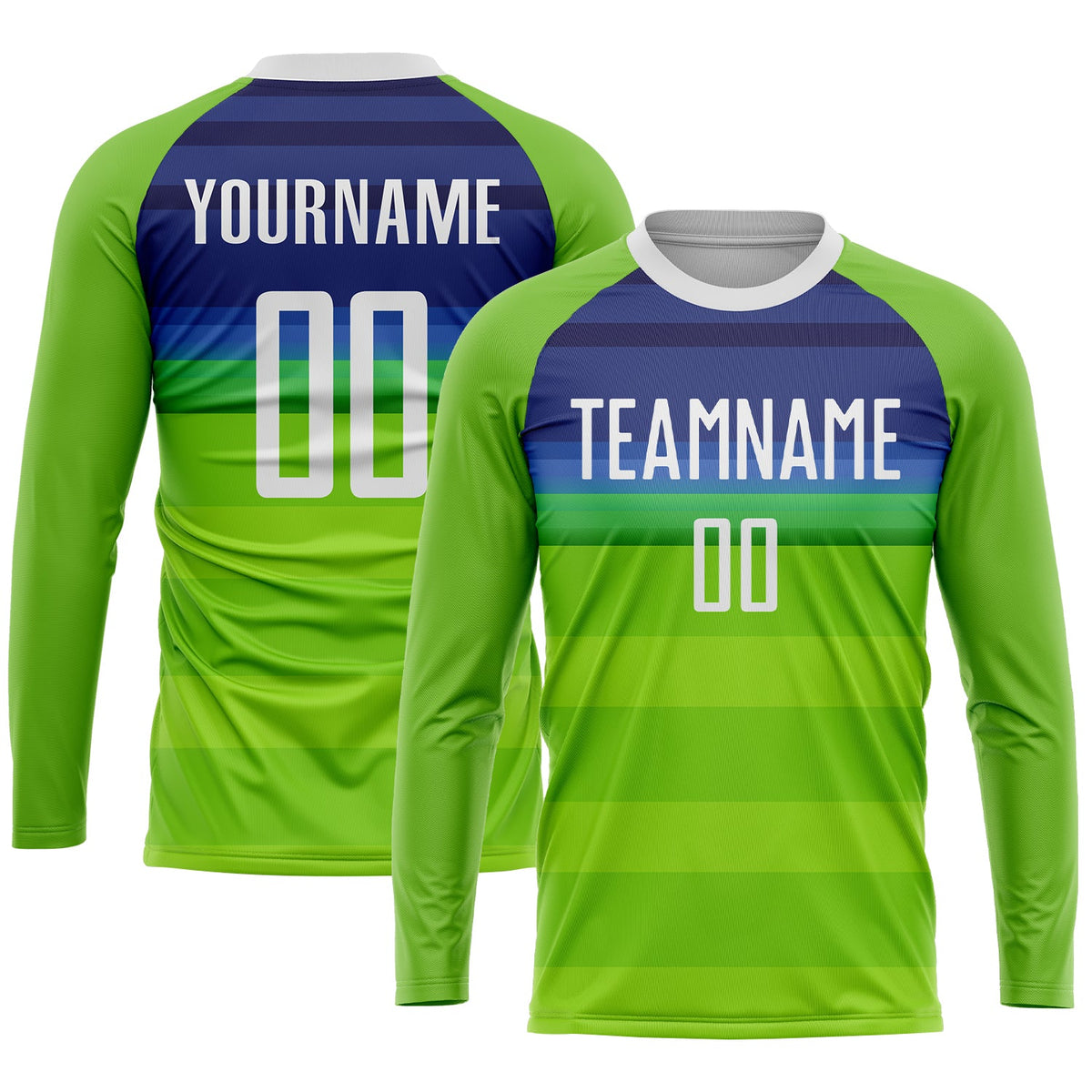 Custom Neon Green White-Royal Sublimation Soccer Uniform Jersey Limited
