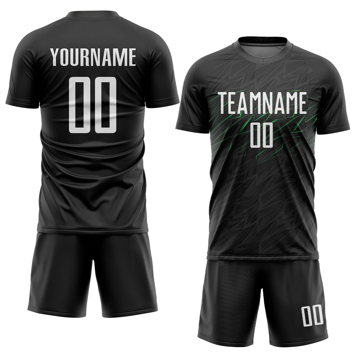 Custom Black White-Neon Green Sublimation Soccer Uniform Jersey Limited