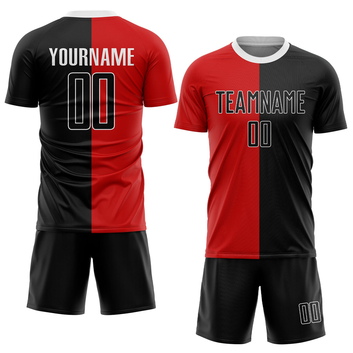 Custom Red Black-White Sublimation Split Fashion Soccer Uniform Jersey Limited