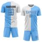 Custom White Light Blue-Black Sublimation Split Fashion Soccer Uniform Jersey Limited