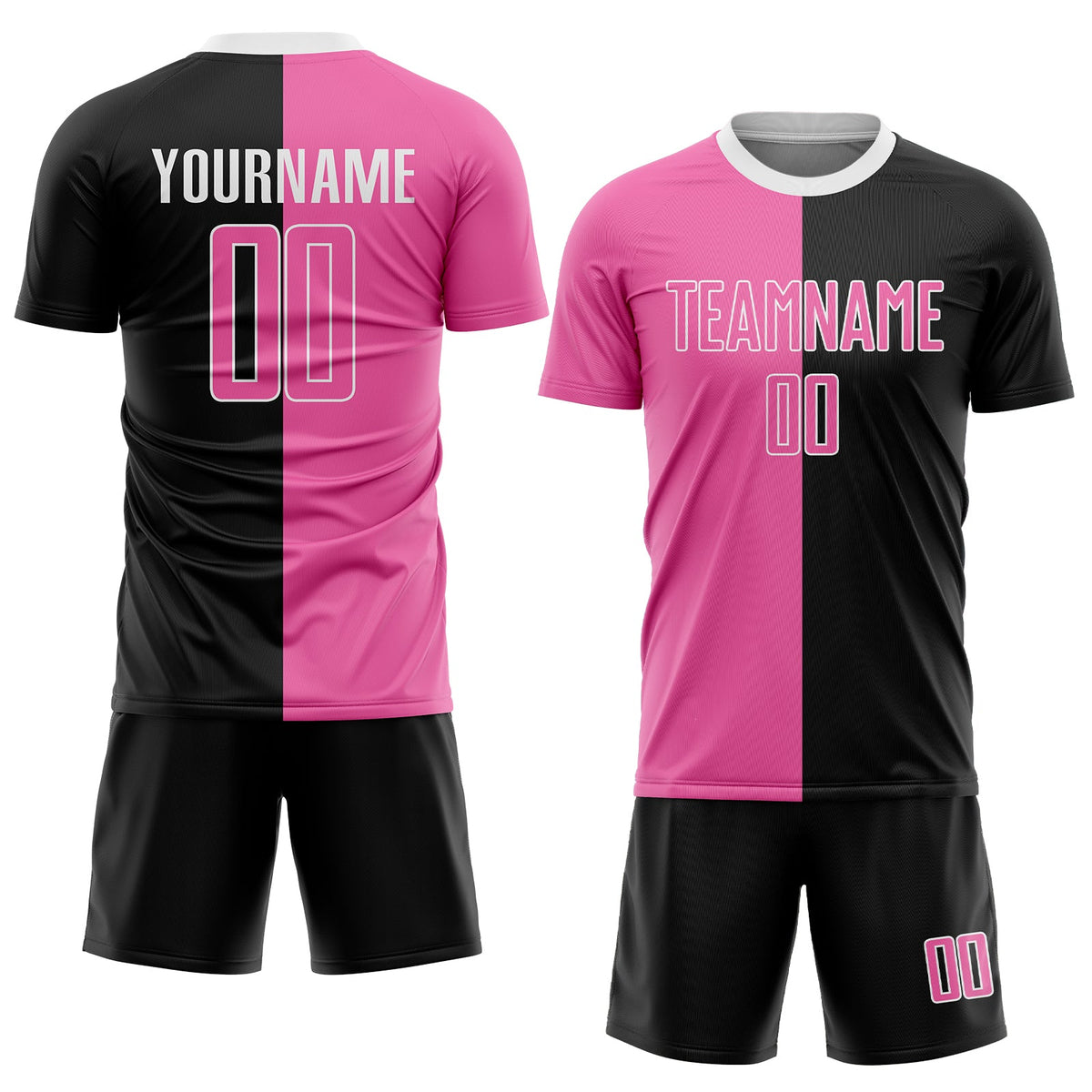 Custom Black Pink-White Sublimation Split Fashion Soccer Uniform Jersey Limited